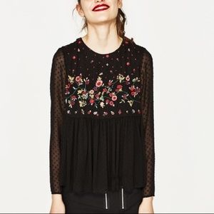 XS Zara Floral Embroidered Top